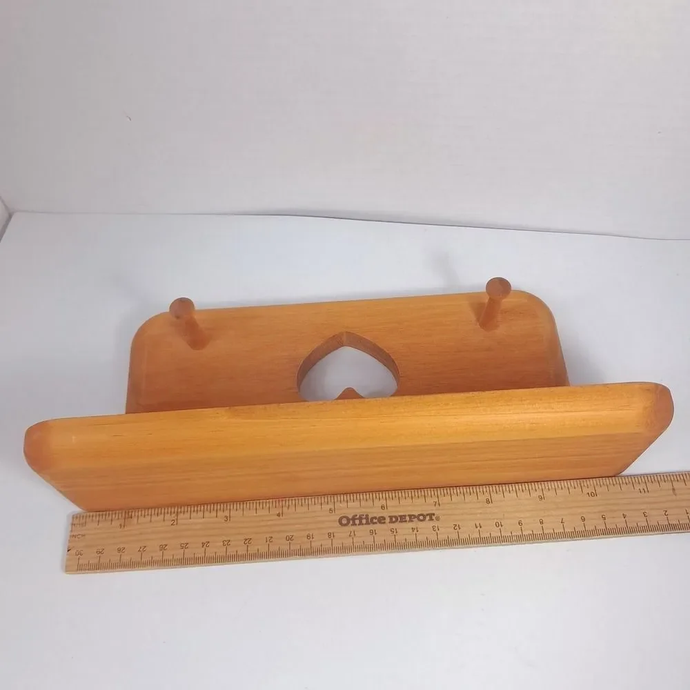 Wood heart cutout wall shelf trinket 2 pegs hooks display cottagecore stained